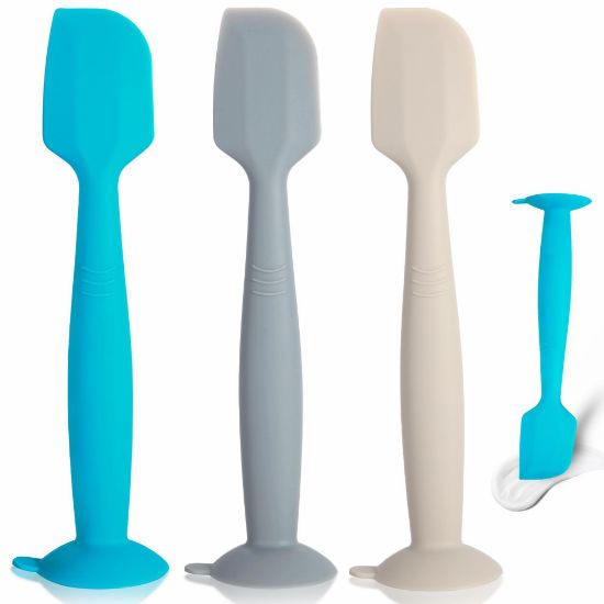 Picture of MAIKKB Butt Paste Spatula Butt Spatula Baby Diaper Cream Spatula 3 Pcs,Soft Silicone Baby Butt Spatula Diaper Spatula,Diaper Cream Applicator,Diaper Rash Cream Applicator with Suction Base