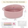 Picture of COMSE Small Woven Basket with Gift Bags and Ribbons, Gift Basket Empty, Cotton Rope Storage Organizer, Baby Toy Box with Handles, 12" x 8" x 5", Dusty Pink
