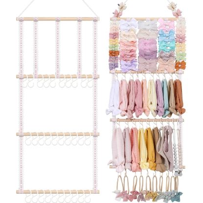 Picture of POVETIRE Headband Holder Hair Bows Organizer for Girls, Baby Headbands Hair Accessories Organizer Storage Wall Hanging Decor for Toddler Girls Room