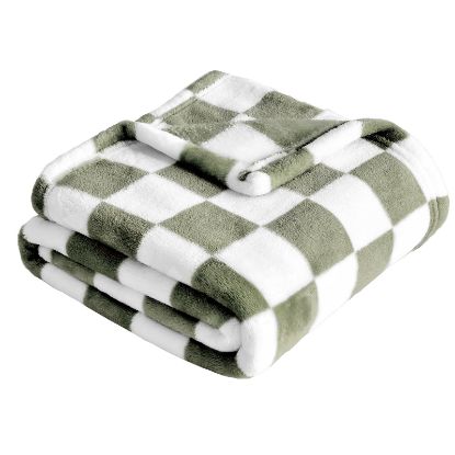 Picture of Yurhap Checkered Baby Blanket Fleece Baby Blankets for Boys, Ultra Soft Cozy Fluffy Infant Toddler Newborn Receiving Blankets for Crib Stroller, 30''x40'', Dark Olive
