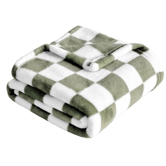 Picture of Yurhap Checkered Baby Blanket Fleece Baby Blankets for Boys, Ultra Soft Cozy Fluffy Infant Toddler Newborn Receiving Blankets for Crib Stroller, 30''x40'', Dark Olive
