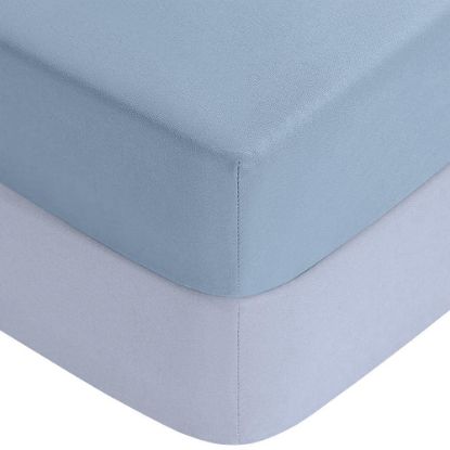 Picture of Yoofoss Baby Crib Sheets for Boys Girls, Fitted Crib Sheet 2 Pack for Standard Crib and Toddler Mattress, Super Soft Microfiber Baby Sheet 28x52x8in(Light Blue-Gray)