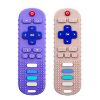 Picture of ROBBEAR Baby Teething Toys, Food Grade Silicone Teether for Babies 3 6 12 18 Months, TV Remote Shape Toddlers Chew Toys, Freezer BPA Free (Purple+Khaki)