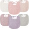 Picture of Susurration Muslin Baby Bibs 6 Pack Bandana Drool Bibs,Soft Square Adjustable Baby Drooling Bibs for Unisex Girls & Boys(Pink)