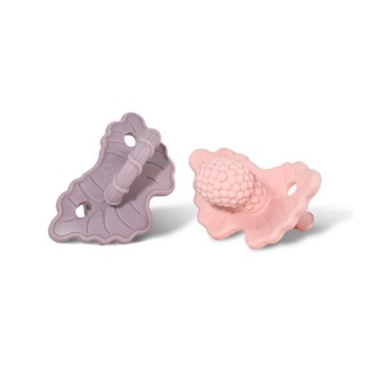 Picture of RaZbaby Soft Silicone Infant & Baby Teether, Berrybumps Textured Teething Relief Pacifier 3M+, Soothes Gums, Hands-Free & Easy-to-Hold Fruit-Shaped Design, BPA Free (Lavender & Pink, 2-Pack)