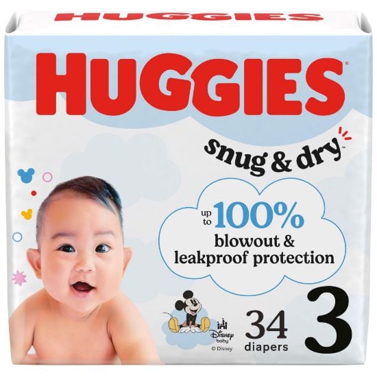 Picture of Huggies Size 3 Diapers, Snug & Dry Baby Diapers, Size 3 (16-28 lbs), 34 Count, Packaging May Vary
