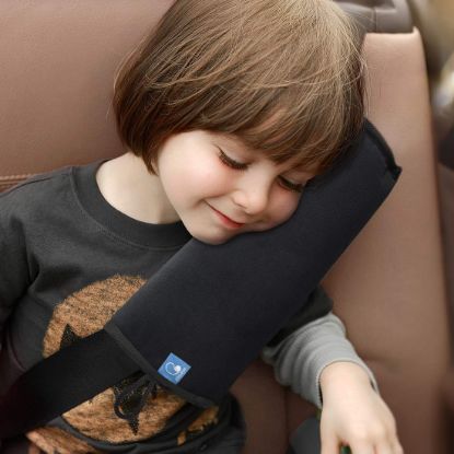 Picture of COOLBEBE Seat Belt Pillow for Kids, Extra Soft Toddler Travel Pillow for Car Seat, Universal Carseat Strap Cushion Pads for Childs Baby People Adults, Black