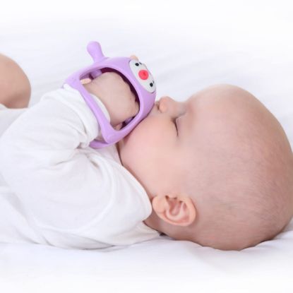 Picture of Smily Mia Smily Mia Penguin Teethers, Silicone TeethingToys for Babies 0-6Months, Baby Teethers for 3-6Months, Hand Teether for Infants, Pacifiers for New Born,Light Purple