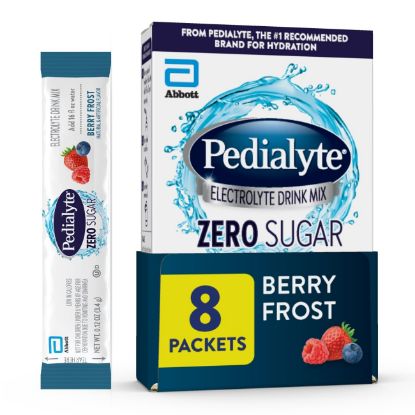 Picture of Pedialyte Electrolyte Drink Mix With Zero Sugar | Hydration With Key Electrolytes | Great Hydration Low in Calories | Berry Frost, 8 Powder Packets