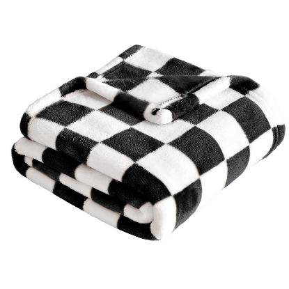 Picture of Yurhap Checkered Baby Blanket Fleece Baby Blankets for Boys Girls, Ultra Soft Cozy Fluffy Infant Toddler Newborn Receiving Blankets for Crib Stroller, 30''x40'', Black