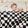 Picture of Yurhap Checkered Baby Blanket Fleece Baby Blankets for Boys Girls, Ultra Soft Cozy Fluffy Infant Toddler Newborn Receiving Blankets for Crib Stroller, 30''x40'', Black