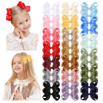 Picture of YHXX YLEN 40PCS 4.5 Inch Hair Bows Clips, Grosgrain Ribbon Alligator Clips Barrettes Hair Accessories for Baby Girls Infants Toddlers Kids Teens Children in Pairs