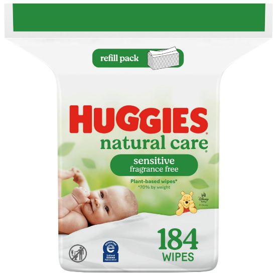 Picture of Huggies Natural Care Sensitive Baby Wipes, Unscented, Hypoallergenic, 99% Purified Water, 1 Refill Pack (184 Wipes Total)