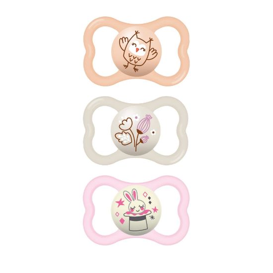 Picture of MAM Air Night & Day Baby Pacifier, for Sensitive Skin, Glows in The Dark, 3 Pack, 6-16 Months, Girl