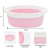 Picture of ABenkle Small Basket, 12"x 8" x 5" Cute Small Woven Basket, Rope Room Shelf Storage Basket, Cat Dog Toys Basket Chest Box, Decorative Empty Gift Basket with Handles - Pink