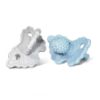 Picture of RaZbaby RaZberry Silicone Teether Pacifier - Teething Relief for Infants, Food-Grade, BPA-Free, Hands-Free, Natural Berrybumps Fruit Texture for Sensory Development, Freezable, 2-Pack - Blue & Grey