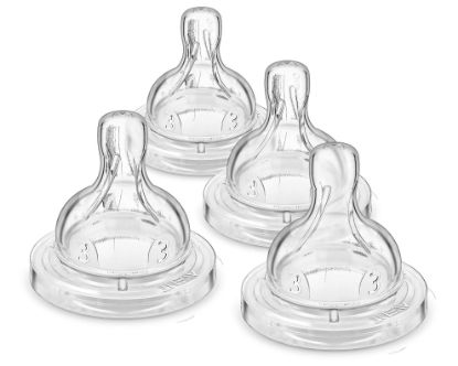 Picture of Philips AVENT Anti-Colic Baby Bottle Flow 3 Nipple, SCY763/04, 4 Count (Pack of 1)