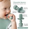 Picture of SAMiGO Silicone Baby Spoons Self Feeding 6+ Months - Infant Toddler Utensils - First Stage Baby Led Weaning Feeding Supplies - Set of 3 Pack