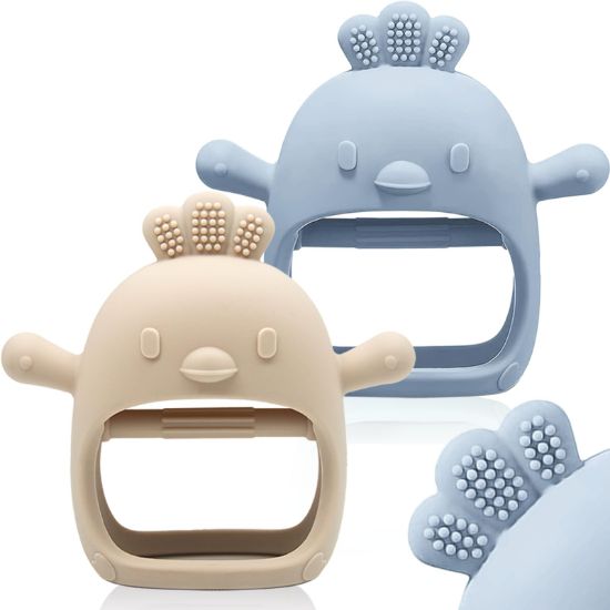 Picture of 2 Packs Baby Teething Toy for 0-6 6-12 Months, Food Grade Silicone Teething Mitten, Anti Dropping Wrist Hand Teethers Baby Chew Toys for Sucking Needs, BPA Free
