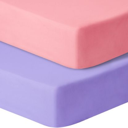 Picture of GUNTAIL Baby Crib Sheets for Boys Girls, 2 Pack Fitted Crib Sheet for Standard Crib and Toddler Mattress, Soft Microfiber Baby Sheet 52x28x8in. (Purple & Pink)