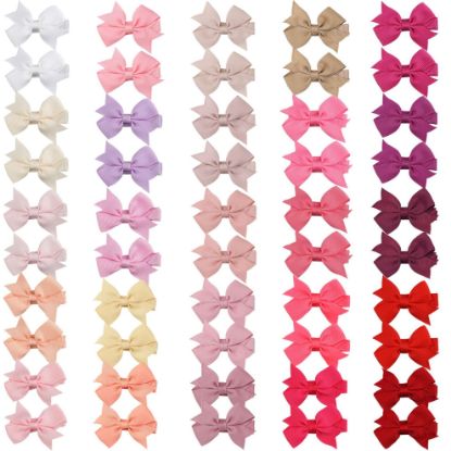 Picture of CLLOT 50PCS 2inch Baby Hair Clips - Soft Cotton Fully Lined Tiny Baby Hair Bows Alligator Clips for Baby Girls Infants Toddlers 25 Colors in Pairs (Type B)