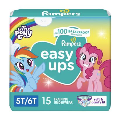 Picture of Pampers Training Pants - Easy Ups Girls & Boys - Size 5T-6T, 15 Count, Easy Pull Ups & Down Design, My Little Pony Potty Underwear (Packaging May Vary)