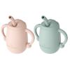 Picture of Cuddle Campus Pack of 2 Silicone Baby Training Cup, Shatterproof Toddler Sippy Cups with Straw, Open Cup for Baby, 6+ Months 4 Oz