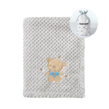 Picture of CREVENT 30''X40'' Cute Cozy Fluffy Warm Baby Blanket for Girls Boys Infants Toddlers' Bedding Crib Cot Stroller, Baby Shower Birthday Newborn's Gift Grey- Baby Bear