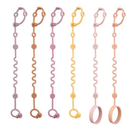 Picture of LittleHugs Toy Straps for Baby, 6pcs Adjustable Toy Holder for Stroller Accessories, Silicone Baby Tether Pacifier Clip, No Throw Baby Travel Essential Leash for High Chair, Car Seat