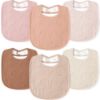 Picture of Susurration Muslin Baby Drool Bibs 6Pack Soft Square Adjustable Baby Bandana Bibs for Unisex Girls & Boys (Pinkish Brown)