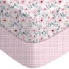 Picture of Yoofoss Pack and Play Sheets Fitted, Mini Crib Sheets 2-Pack for Pack N Play Mattress, Stretchy Playard Sheet, Soft and Breathable Pink Flower