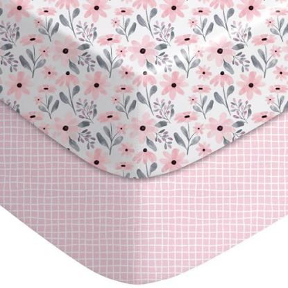 Picture of Yoofoss Pack and Play Sheets Fitted, Mini Crib Sheets 2-Pack for Pack N Play Mattress, Stretchy Playard Sheet, Soft and Breathable Pink Flower