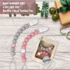 Picture of Pacifier Clip TYRY.HU Soothie Binkie Holder Silicone Teething Beads Teether Clips for Girls, 2 Pack (Grey, Marble Pink)