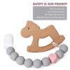 Picture of Pacifier Clip TYRY.HU Soothie Binkie Holder Silicone Teething Beads Teether Clips for Girls, 2 Pack (Grey, Marble Pink)