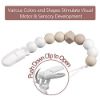 Picture of Pacifier Clip for Baby Boys Girls Silicone Paci Holder Teething Relief Beads Teether Toy Soothie Binky Clips Holder Chewbeads Birthday Christmas Set of 2 (Beige, Brick Red)