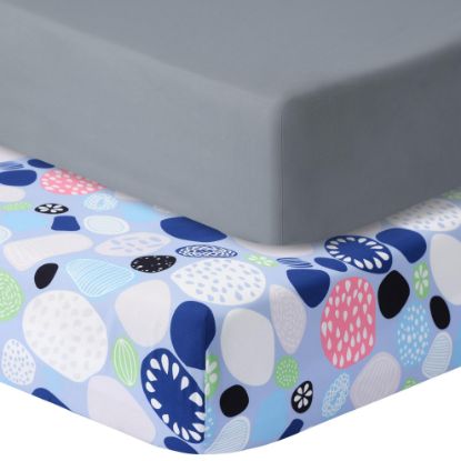 Picture of GUNTAIL Baby Crib Sheets for Boys Girls, 2 Pack Fitted Crib Sheet for Standard Crib and Toddler Mattress, Soft Microfiber Baby Sheet 52x28x8in. (Cobblestone & Dark Gray)