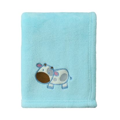 Picture of CREVENT 30''X40'' Cozy Fluffy Warm Fleece Infant Baby Blanket for Girls & Boys Toddler Crib Cot Stroller - Blue Cow