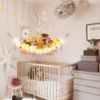 Picture of CERETIA Stuffed Animal Hammock with LED Light, Toy Hammock for Stuffed Animals Storage for Kids Room Decor, Stuffed Animal Hammock Corner, Pink