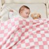 Picture of Yurhap Checkered Baby Blanket for Girls Pink Fleece Baby Blankets for Girls Boys, Warmer Comfort Lightweight Bed Blanket for Toddlers Infants or Newborn, 30''x40'', Pink