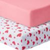 Picture of GUNTAIL Pack and Play Sheets Fitted, 2 Pack Pack n Play Sheets for Graco Pack n Play Mattress, Unisex Playard Sheets for Boys Girls (Love & Pink, 38 X 26 Inch)