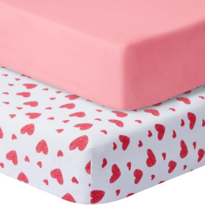 Picture of GUNTAIL Pack and Play Sheets Fitted, 2 Pack Pack n Play Sheets for Graco Pack n Play Mattress, Unisex Playard Sheets for Boys Girls (Love & Pink, 38 X 26 Inch)