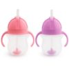 Picture of Munchkin Any Angle Sippy Cup for Toddlers, Weighted Straw Trainer Cup with Click Lock Lid, 7 Ounce, 2 Pack, Pink/Purple