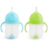 Picture of Munchkin Any Angle Sippy Cups for Toddlers, Spill Proof Weighted Straw Cup with Transition Handles for Babies 6 Months and Up, 2 Pack, Blue/Green