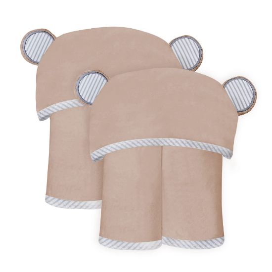 Picture of SWEET DOLPHIN 2 Pack Hooded Baby Towel, 100% Rayon Made from Bamboo, Baby Bath Towel with Hood for Babies, Infant, Toddler and Kids, Large 35 x 35 inch - Brown
