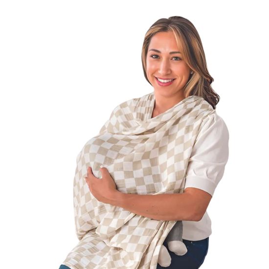 Picture of Itzy Ritzy Breastfeeding Boss Multi-Use Cover - A Nursing Cover, Swaddle, Car Seat Cover, Tummy Time Mat & Burp Cloth All in One - Made of Soft Muslin Fabric & Measures 47” x 47” (Checkerboard)