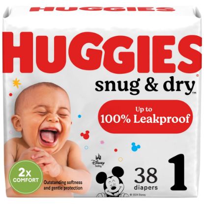 Picture of Huggies Size 1 Diapers, Snug & Dry Newborn Diapers, Size 1 (8-14 lbs), 38 Count, Packaging May Vary