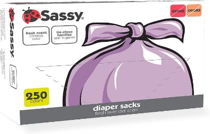 Picture of Sassy 250 Count Disposable Diaper Sacks, Lavender Scented, Easy-To-Tie, Diaper Disposal or Pet Waste Bags