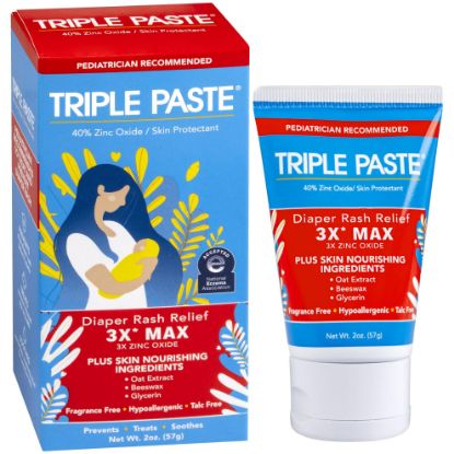 Picture of Triple Paste 3X Max Diaper Rash Ointment, Maximum Strength with 40% Zinc Oxide Ointment for Severe Diaper Rash, 2 oz Tube
