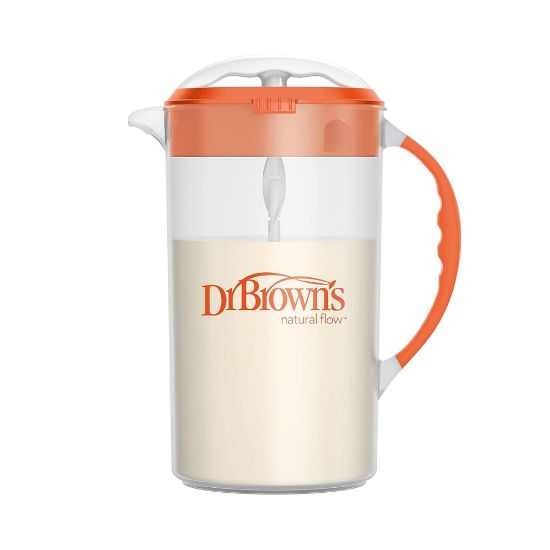 Picture of Dr. Brown's Baby Formula Mixing Pitcher with Adjustable Stopper, Locking Lid & No Drip Spout, Orange, BPA Free, 36oz, 1 Pack