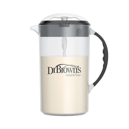 Picture of Dr. Brown's Baby Formula Mixing Pitcher with Adjustable Stopper, Locking Lid & No Drip Spout, Black, BPA Free, 36oz, 1 Pack